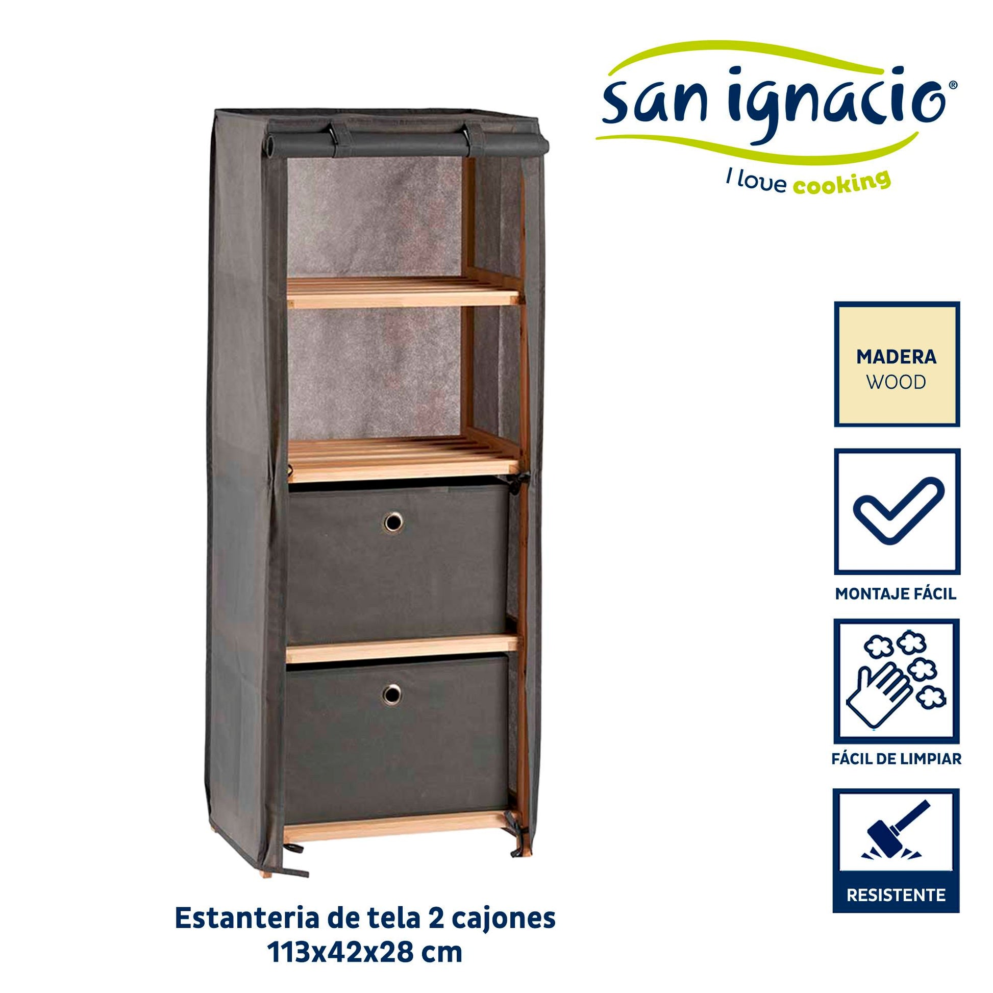 Estantería Tela 2 Cajones Gris - Colección Kipit