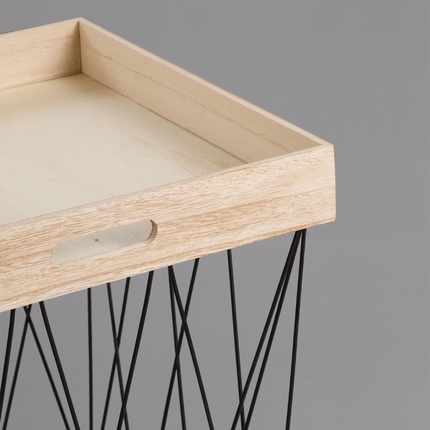 Mesita Auxiliar Cuadrada Tray Beige/negro 44,5x37,5x37,5cm Thinia Home_2