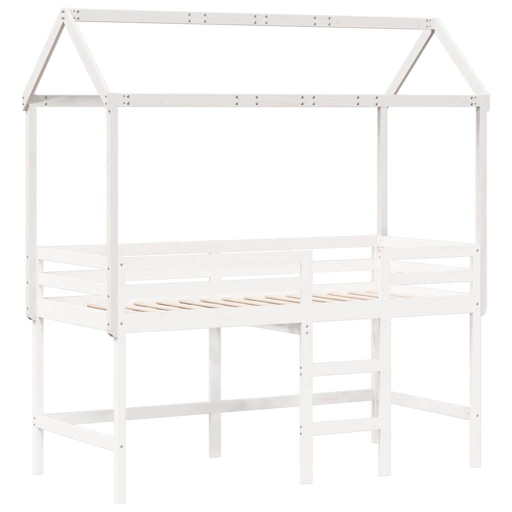 Techo De Cama Infantil Madera Maciza Blanco 217x95,5x159 Cm_2