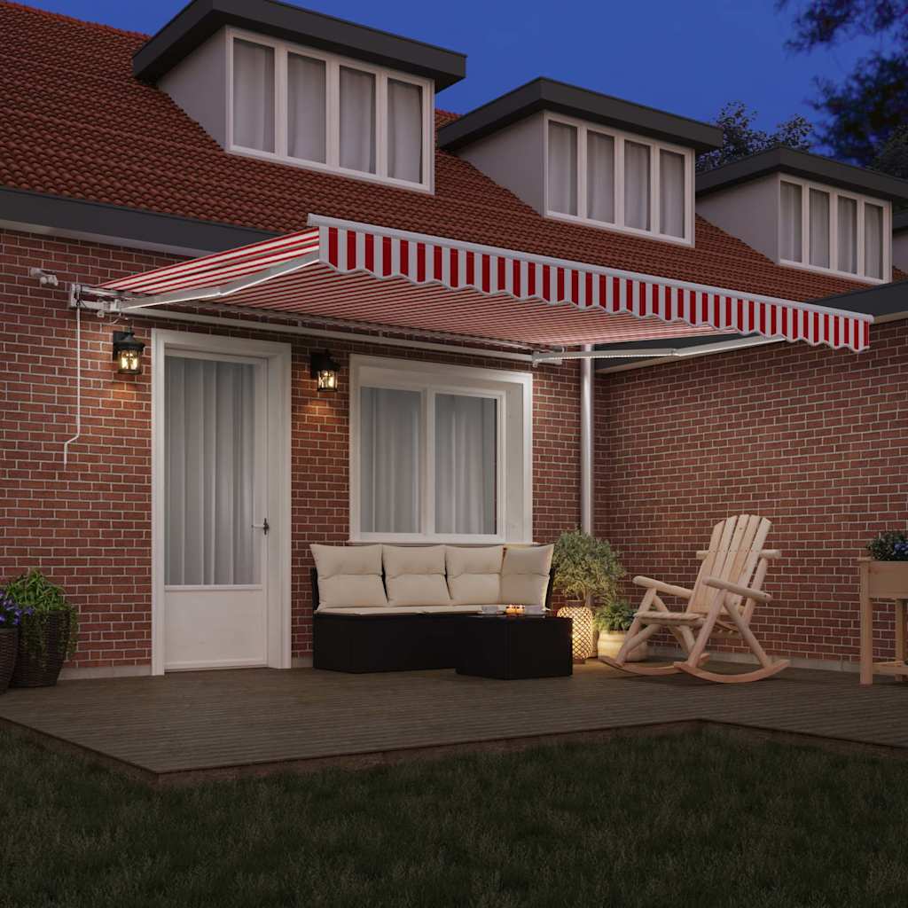Toldo Retráctil Rojo Y Blanco 400 X 350 Cm Poliéster_2