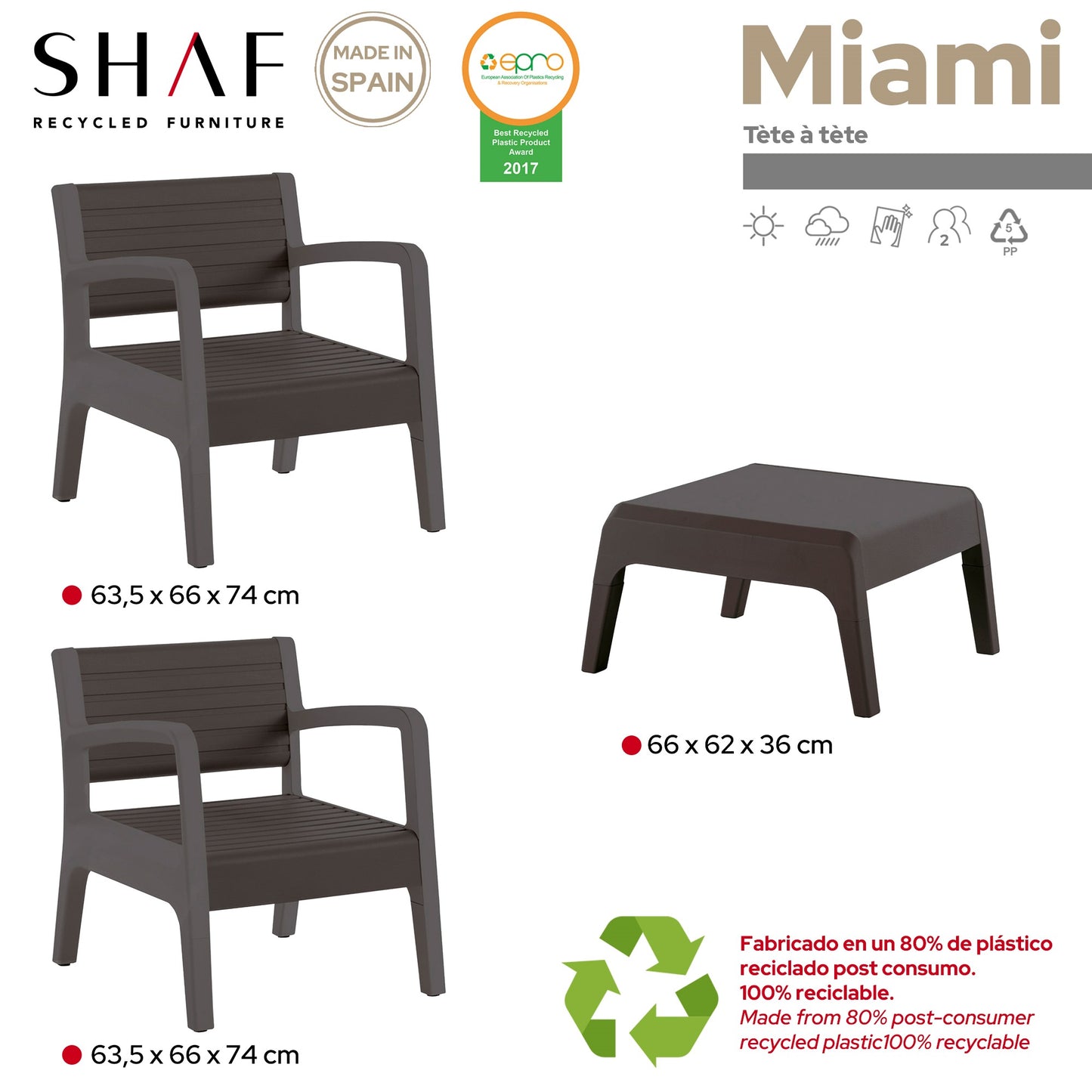 Set Miami Tête À Tête - Grafito