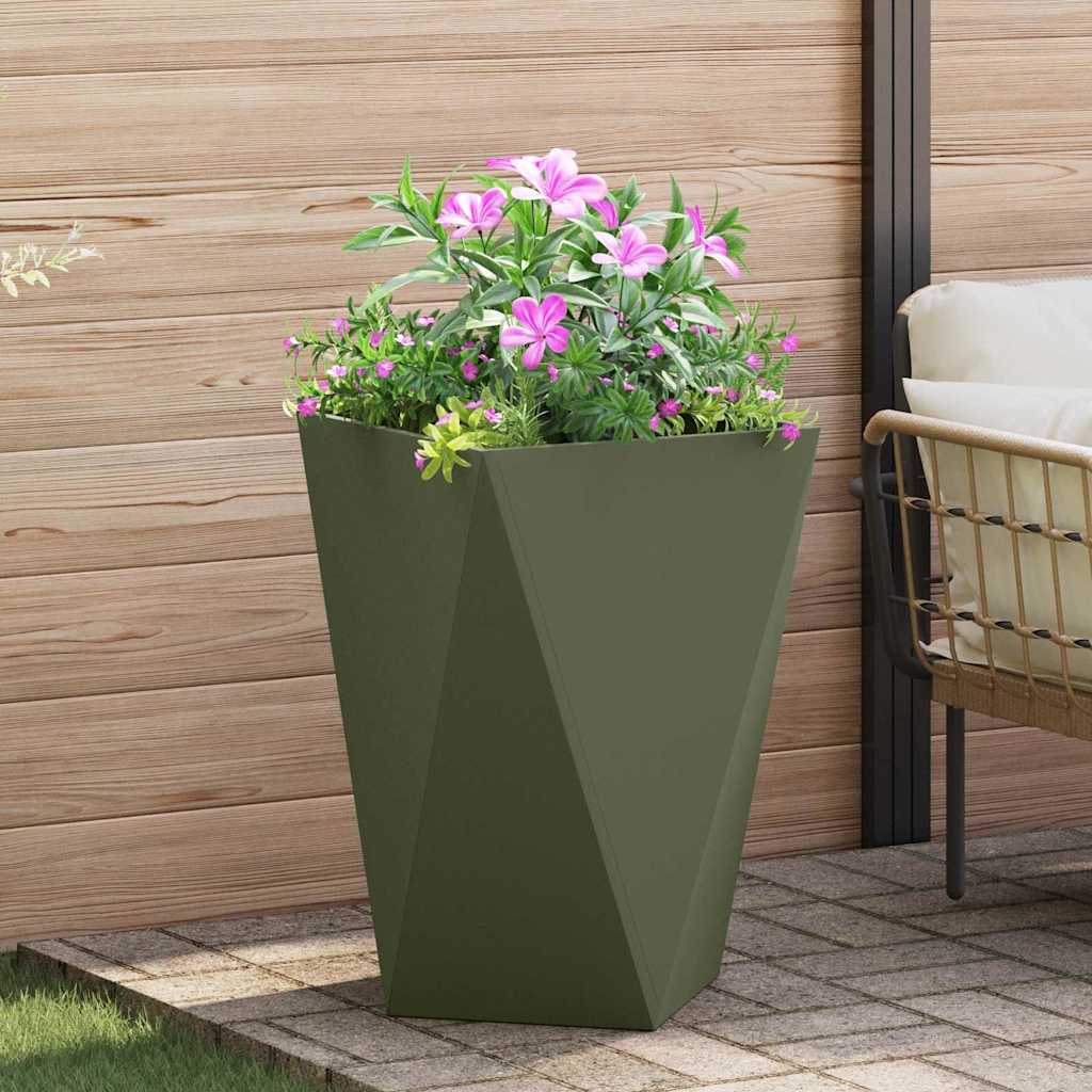 Jardinera 2 Pcs Verde Oliva 50 X 50 X 75 Cm Acero_3