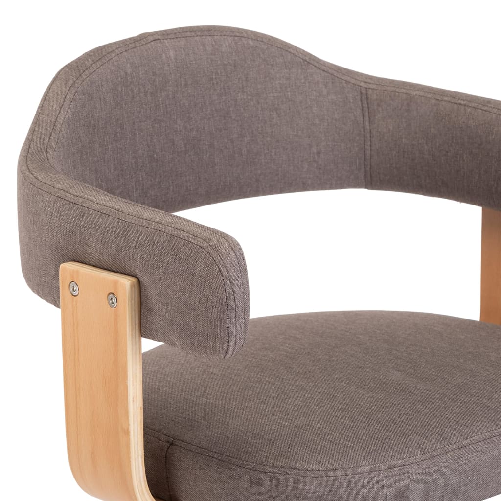 Taburetes De Bar 2 Unidades Gris Taupe Madera Curvada Y Tela_5