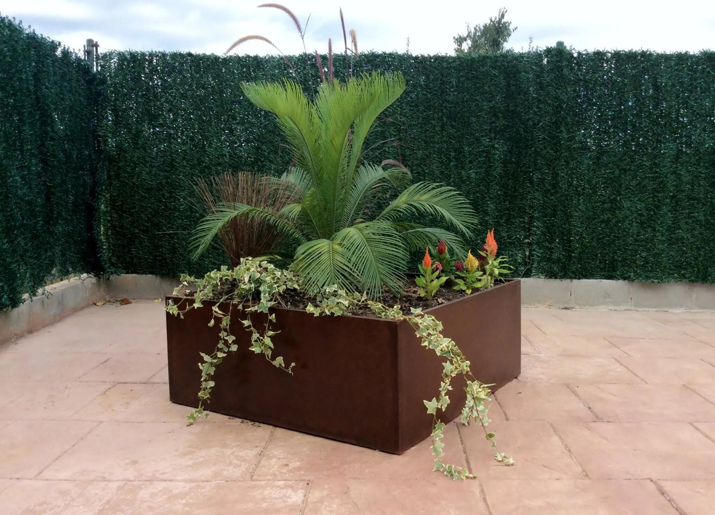 Jardinero Cubo Bajo Acero Corten / Unidad / 80x80x30 Cm_1