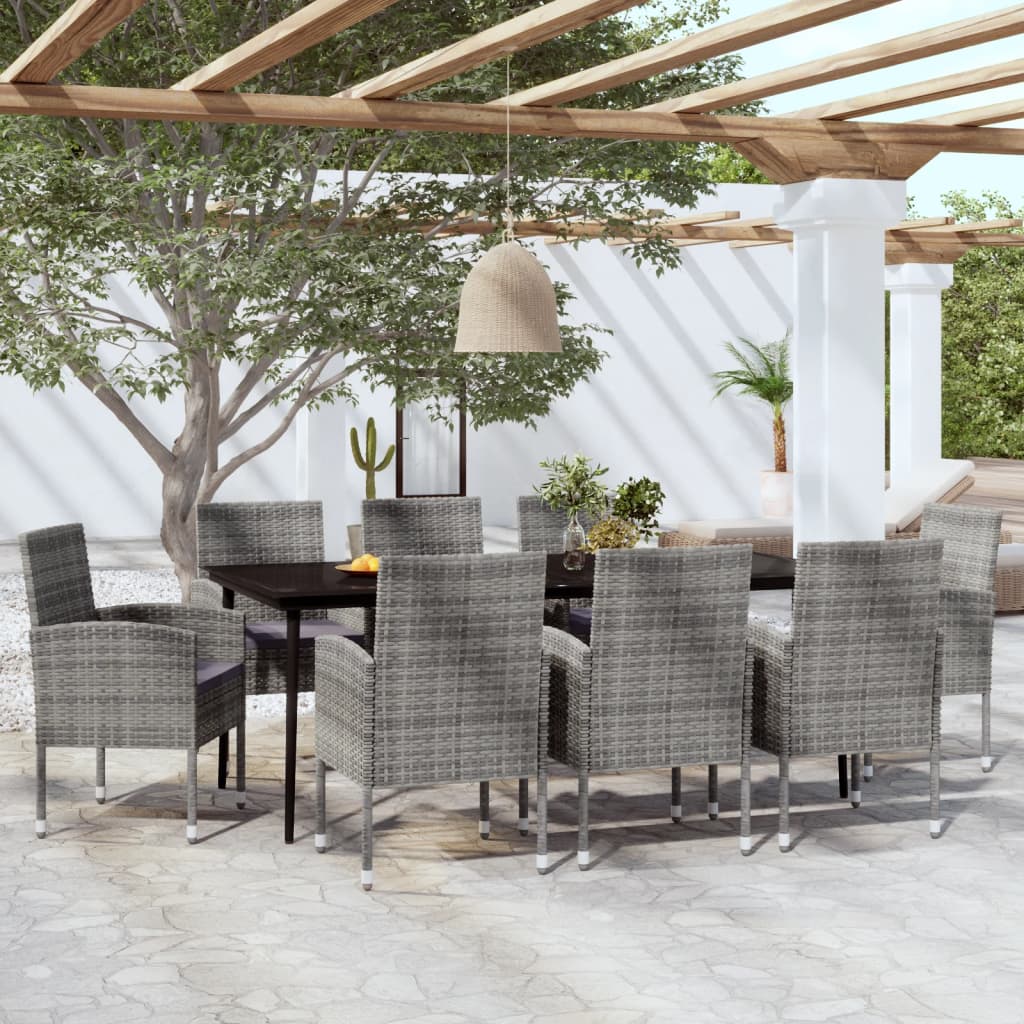 Vidaxl Juego De Comedor De Jardín 9 Piezas Gris Antracita_1