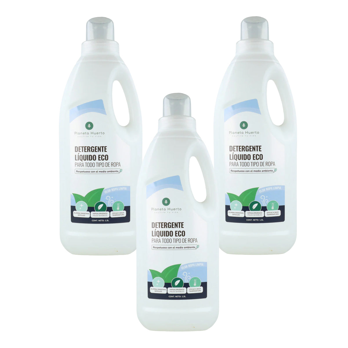 Pack 3xDetergente Líquido Ropa ECO Aroma natural a ropa limpia Planeta Huerto   1,5 Litros