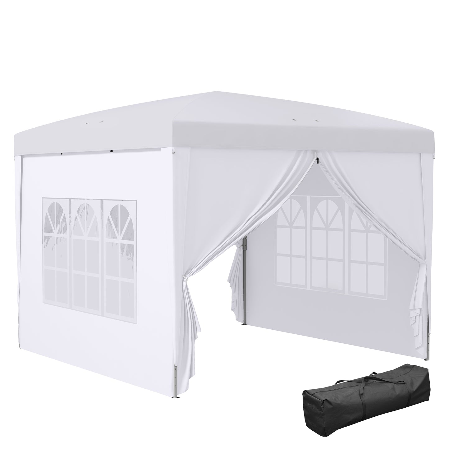 Outsunny Carpa Plegable Con 4 Paredes Desmontables 3x3 M Para Exterior Blanco_0