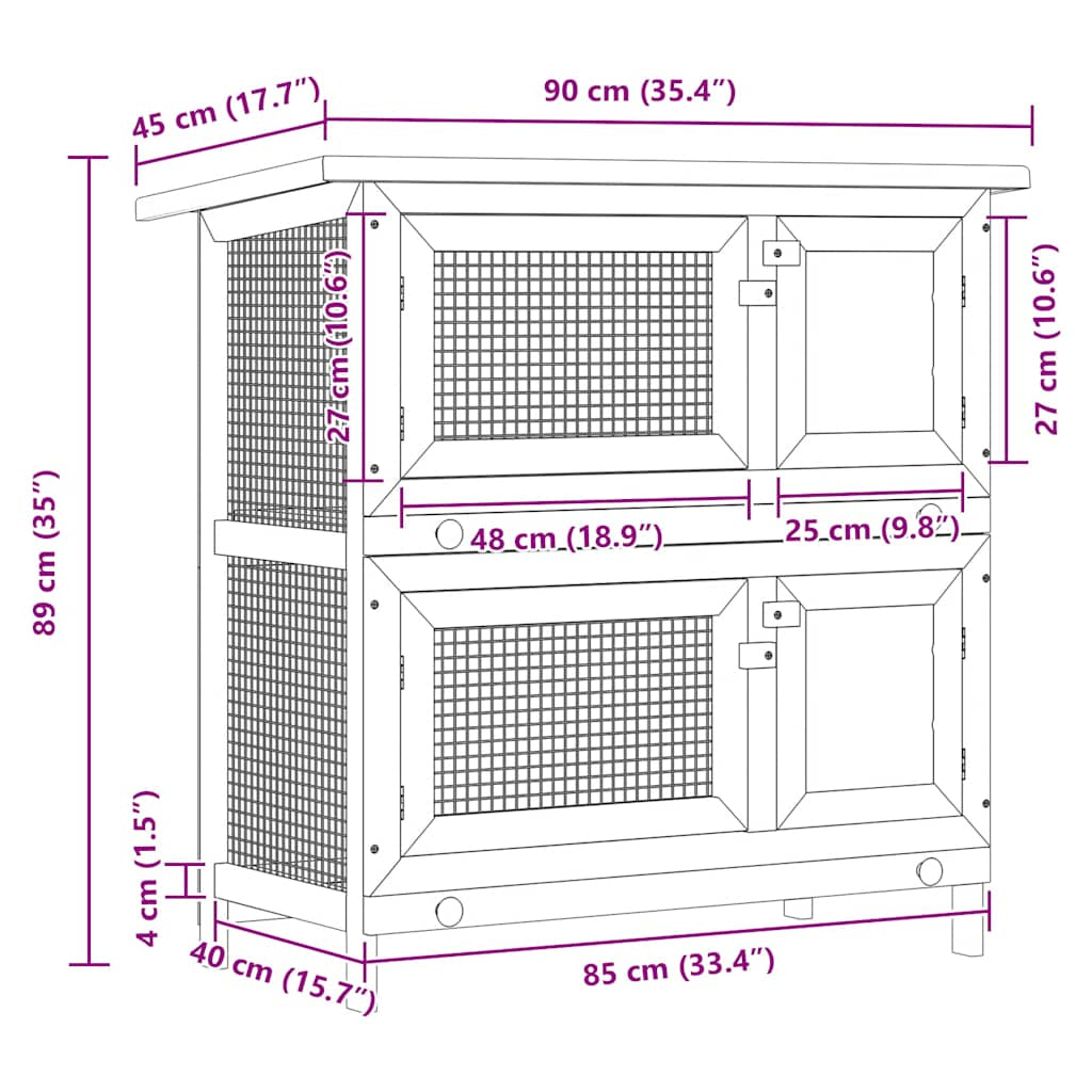 Vidaxl Jaula Conejera Con 4 Puertas Madera Rojo_2