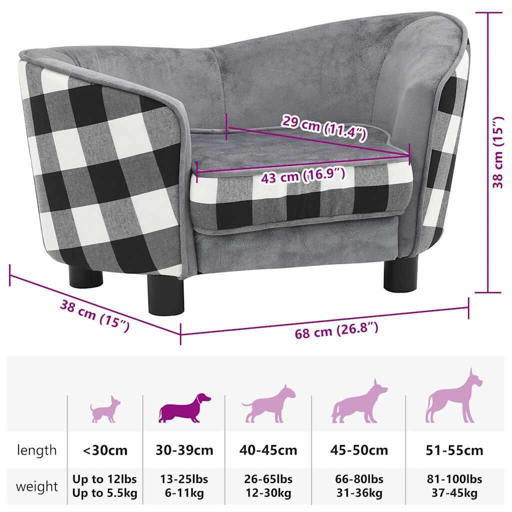 Vidaxl Sofá Para Perro Felpa Gris 68x38x38 Cm_2