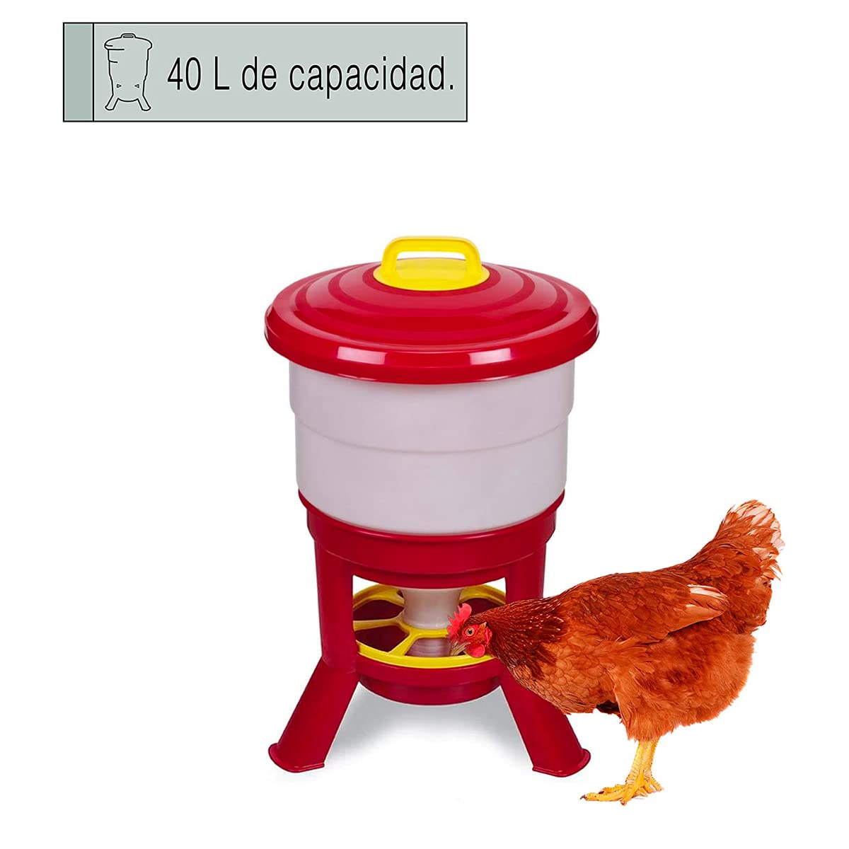 Tolva Gallinas Silo Premium 40 L - Comedero Grande Con Patas Para Aves De Corral - Tolva De Gran Capacidad Para Gallinas_3