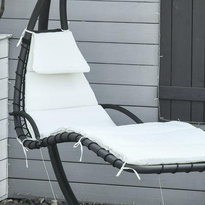 Outsunny Silla Colgante Con Soporte Toldo 190x110x190 Cm Crema_4