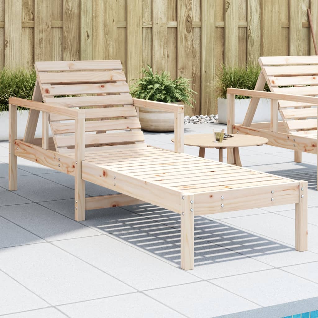 Tumbona De Madera Maciza De Pino 199,5x62x55 Cm / Vetonek_3
