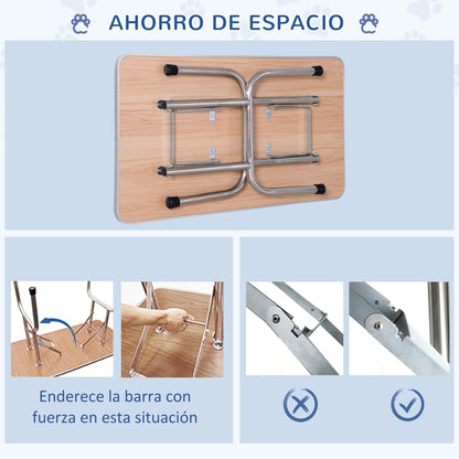 Pawhut Mesa De Aseo Para Mascotas Diseño Plegable Altura Ajustable Carga Max_3