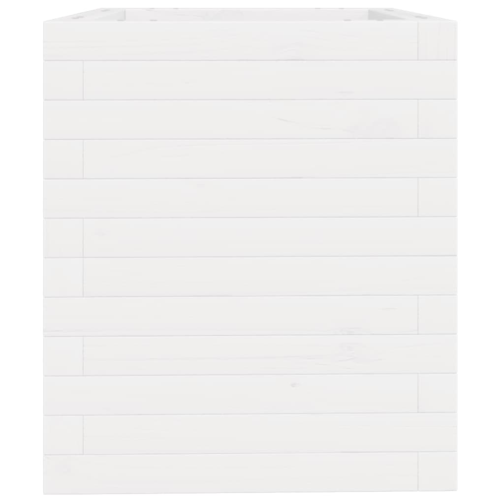 Jardinera De Madera Maciza De Pino Blanca 40x40x46 Cm_5