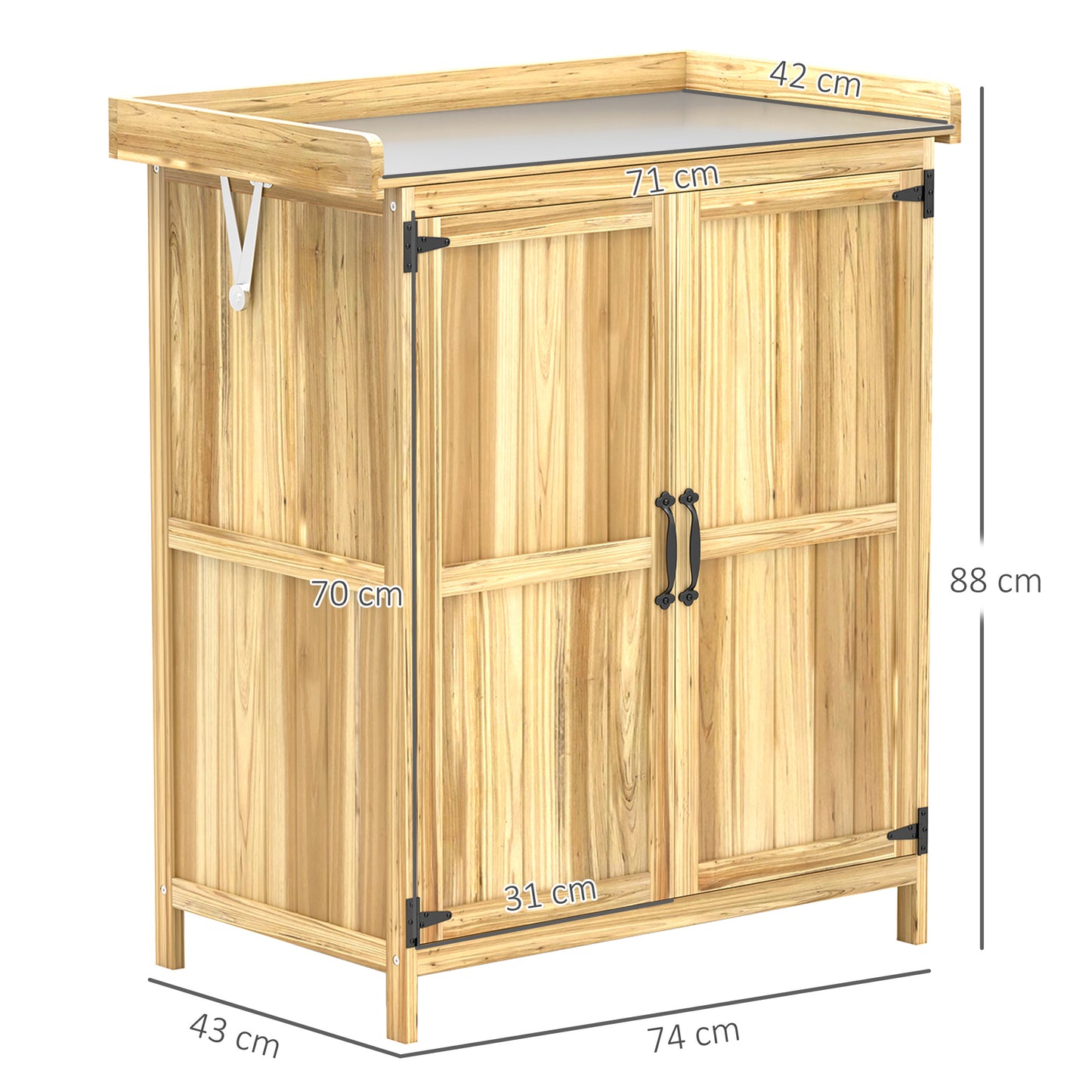 Outsunny Caseta De Jardín De Madera Con Techo Abatible Y 2 Puertas Natural_2