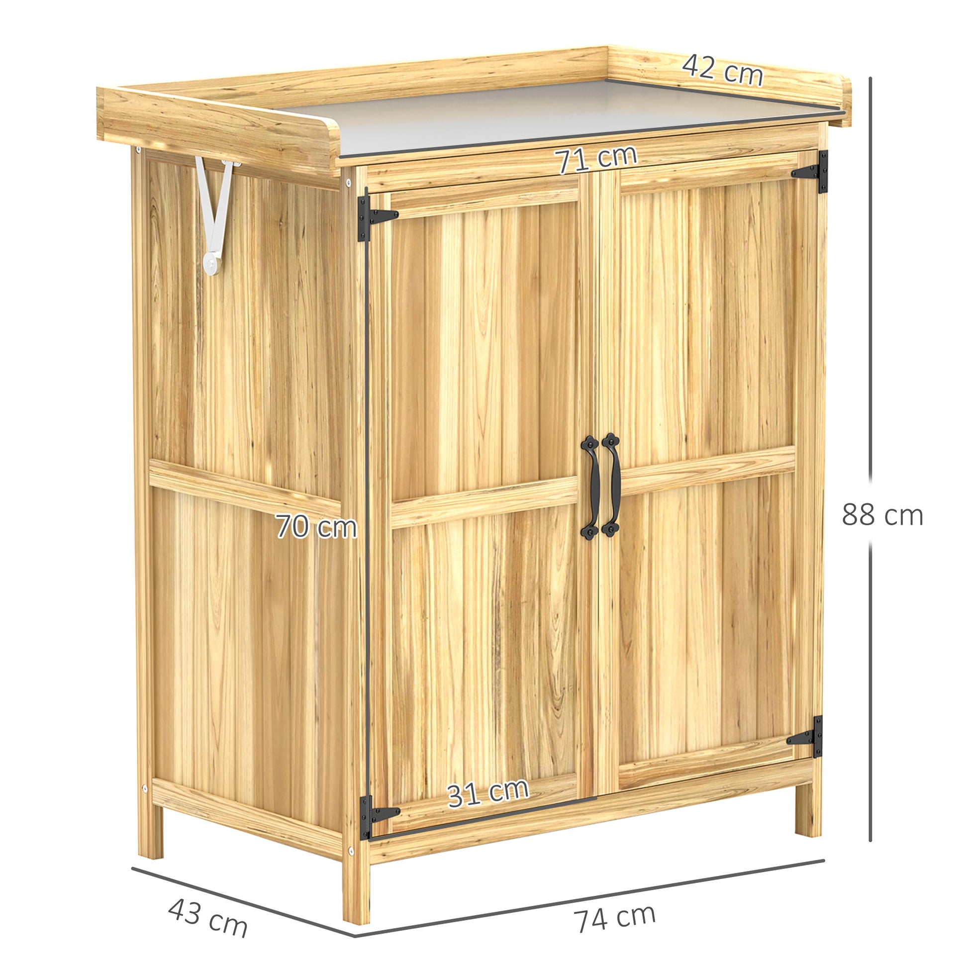 Outsunny Caseta De Jardín De Madera Con Techo Abatible Y 2 Puertas Natural_2