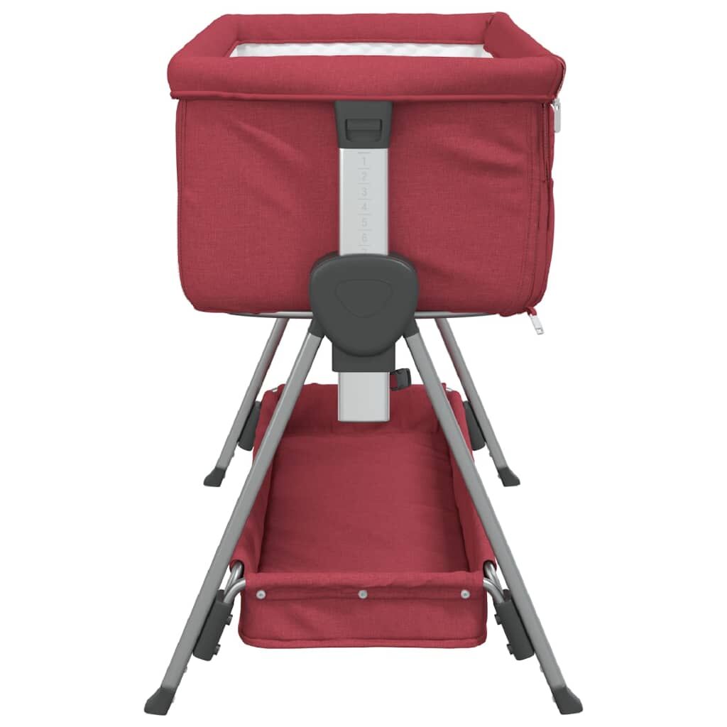 Vidaxl Cuna Con Colchón Tela De Lino Rojo_4