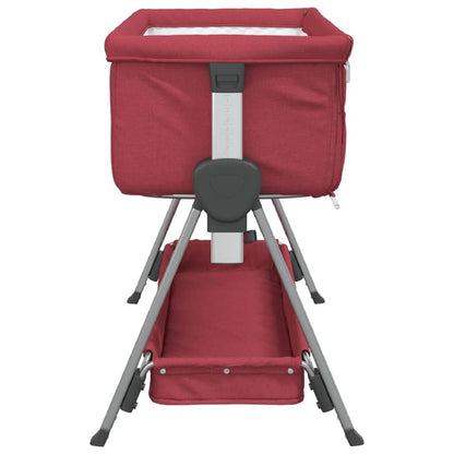 Vidaxl Cuna Con Colchón Tela De Lino Rojo_4