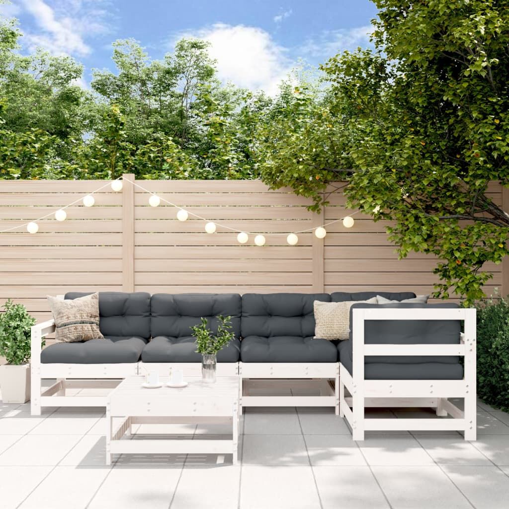 Vidaxl Juego De Muebles De Jardín 6 Piezas Madera Maciza Pino Blanco_1