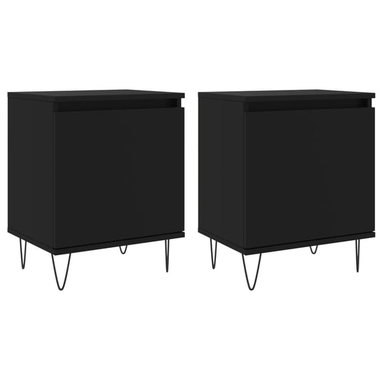 Mesitas De Noche 2 Uds Madera De Ingeniería Negro 40x30x50 Cm_0