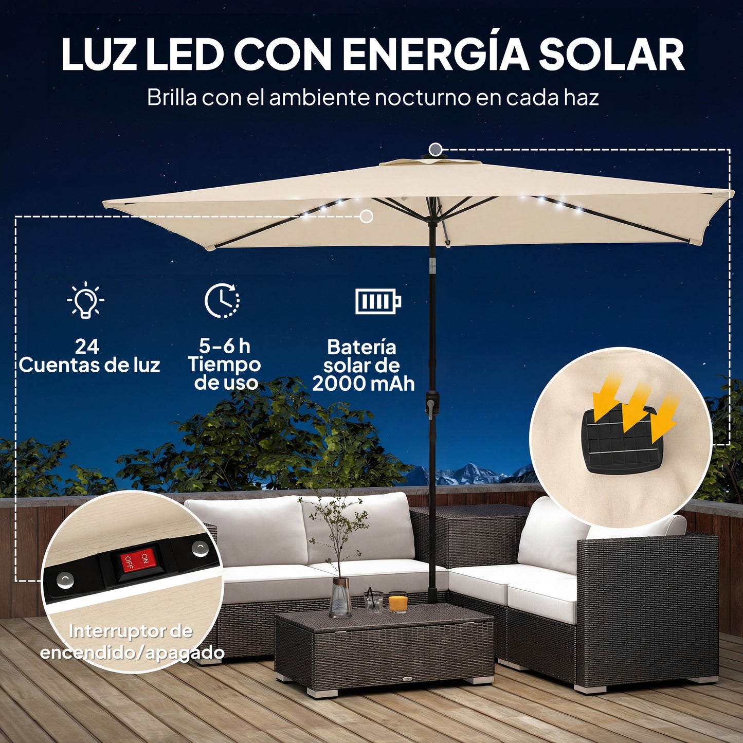 Outsunny Sombrilla Terraza Exterior_3