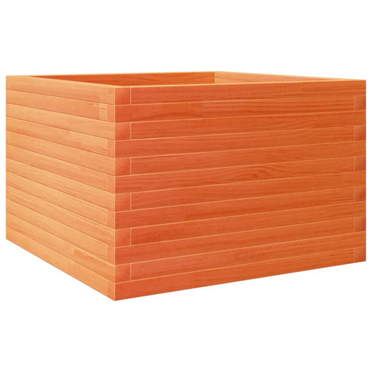 Jardinera Madera Maciza De Pino Marrón Cera 70x70x45,5 Cm_0
