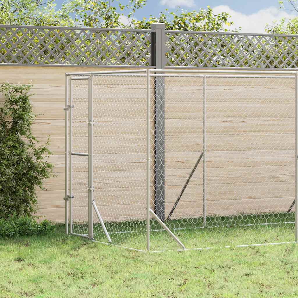 Perrera De Exterior Acero Galvanizado Plateado 2x10x2 M_1