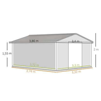 Outsunny Caseta De Jardín Exterior 12,4 M² 340x386x200 Cm Con Puerta Corredera_2