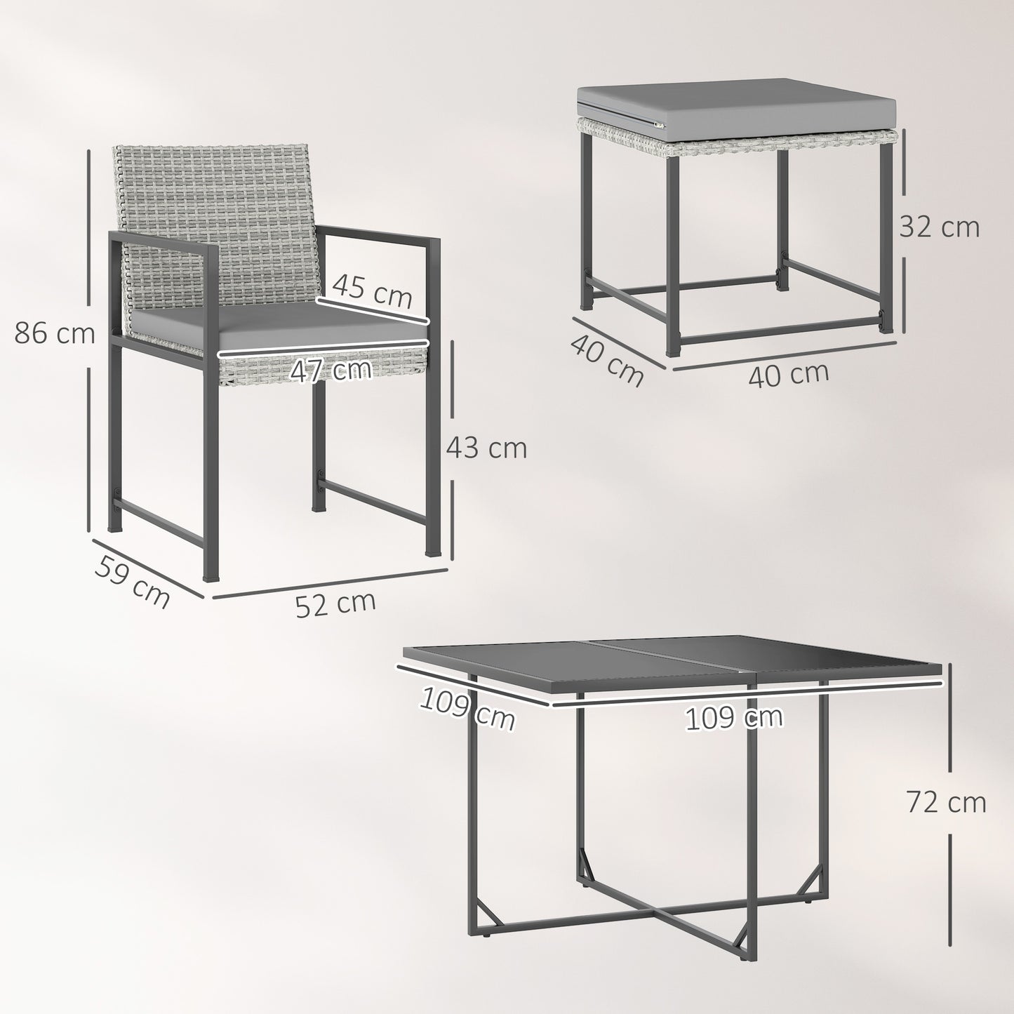 Outsunny Juego De Muebles De Jardín Exterior De Ratán Sintético De 9 Piezas Gris_2
