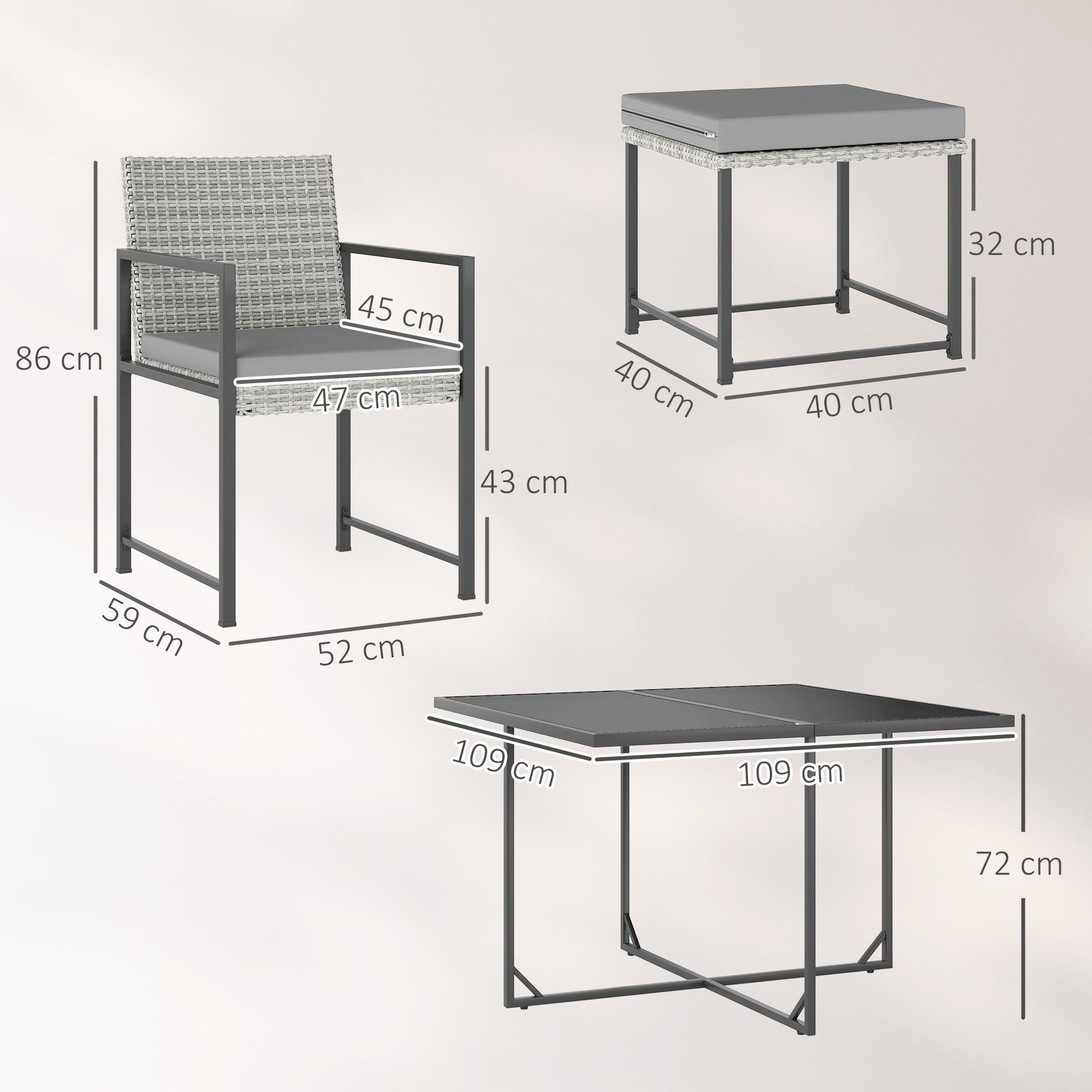 Outsunny Juego De Muebles De Jardín Exterior De Ratán Sintético De 9 Piezas Gris_2