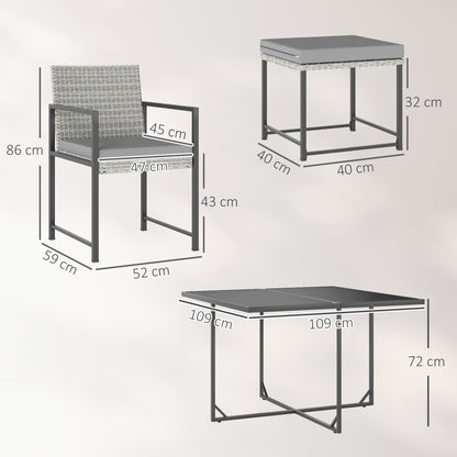 Outsunny Juego De Muebles De Jardín Exterior De Ratán Sintético De 9 Piezas Gris_2