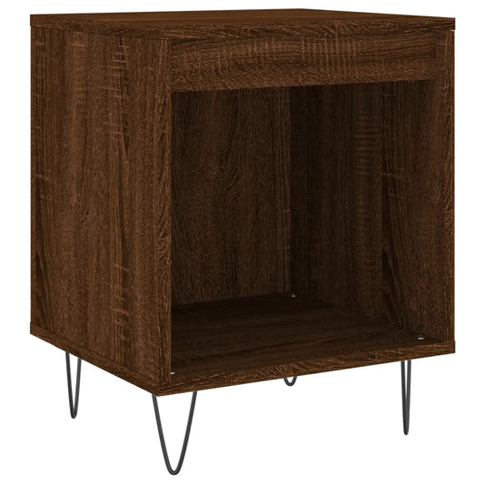 Mesita De Noche Madera De Ingeniería Marrón Roble 40x35x50 Cm_0
