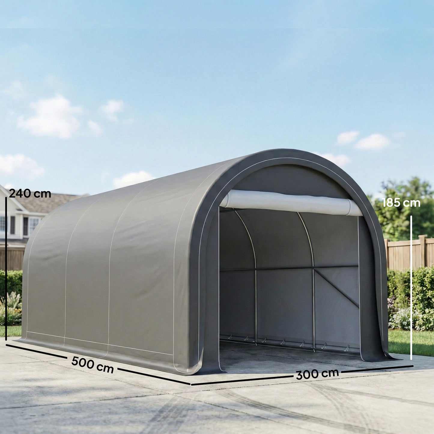Outsunny Carpa Garaje 3x5 M Impermeable Con Puerta Enrollable Y Upf30+ Gris_2