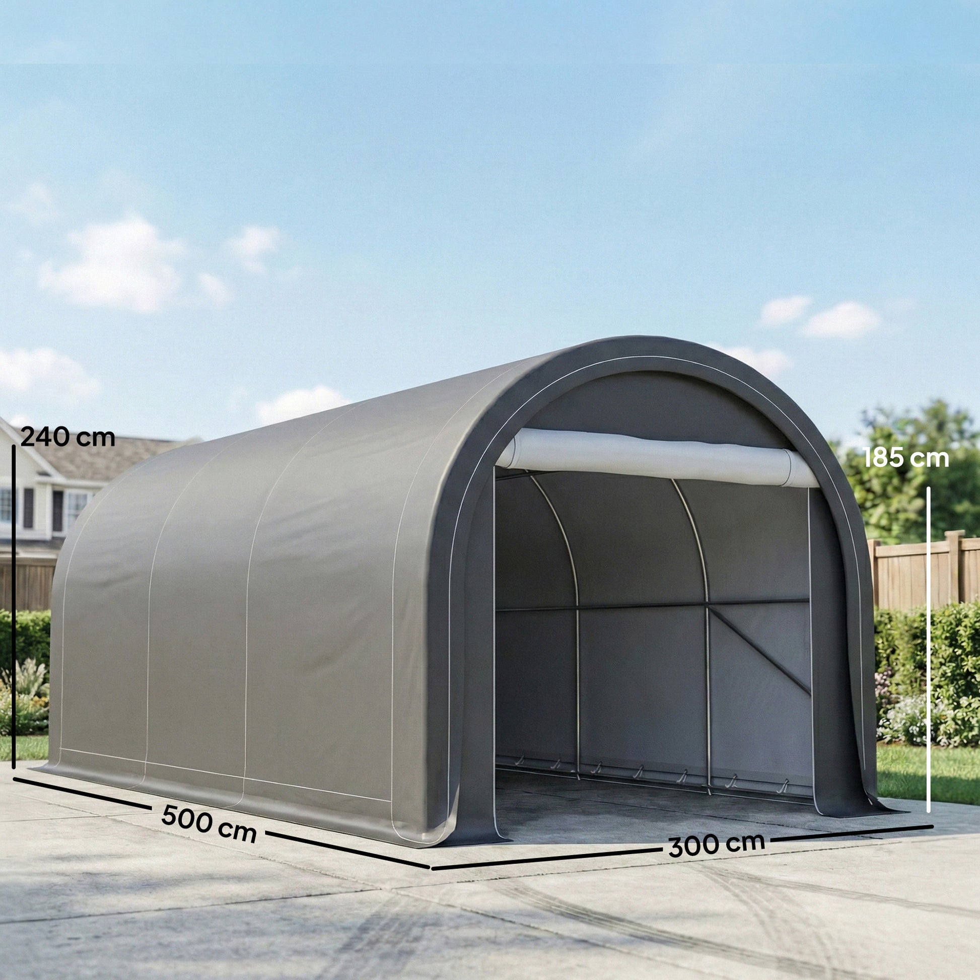 Outsunny Carpa Garaje 3x5 M Impermeable Con Puerta Enrollable Y Upf30+ Gris_2