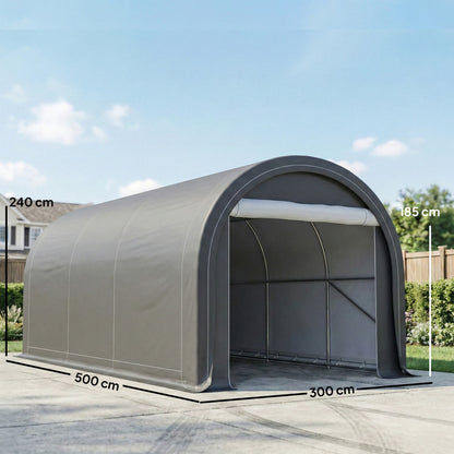 Outsunny Carpa Garaje 3x5 M Impermeable Con Puerta Enrollable Y Upf30+ Gris_2