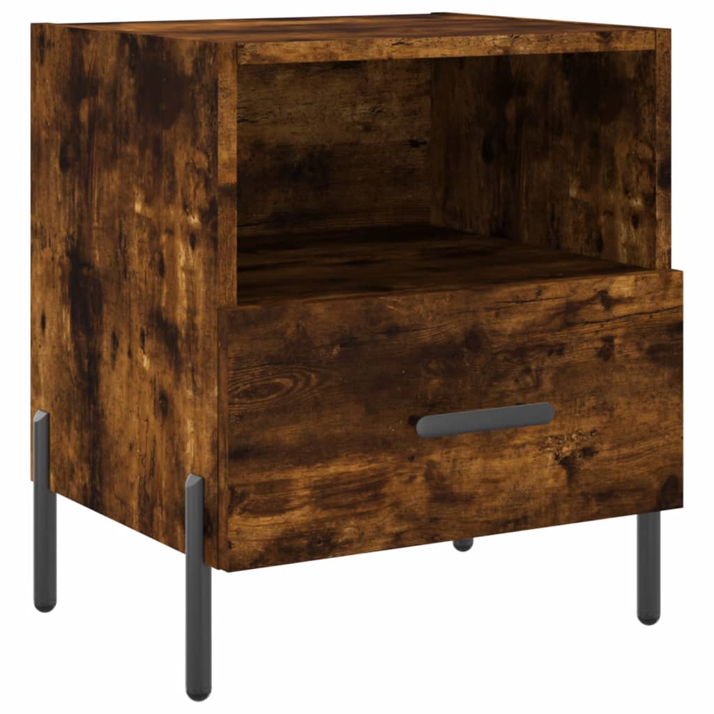 Mesita De Noche Madera Ingeniería Roble Ahumado 40x35x47,5 Cm_0