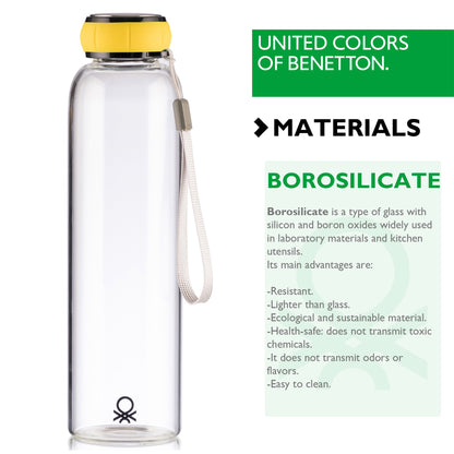 Set De 3 Unidades De Botella De Agua 550ml Borosilicato Tapa Amarilla Casa Benetton_2