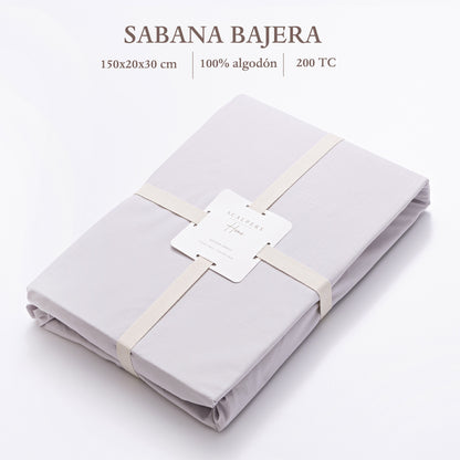 Sábana Bajera 150x200+30cm 100% Algodón Gris Claro Scalpers Home_1