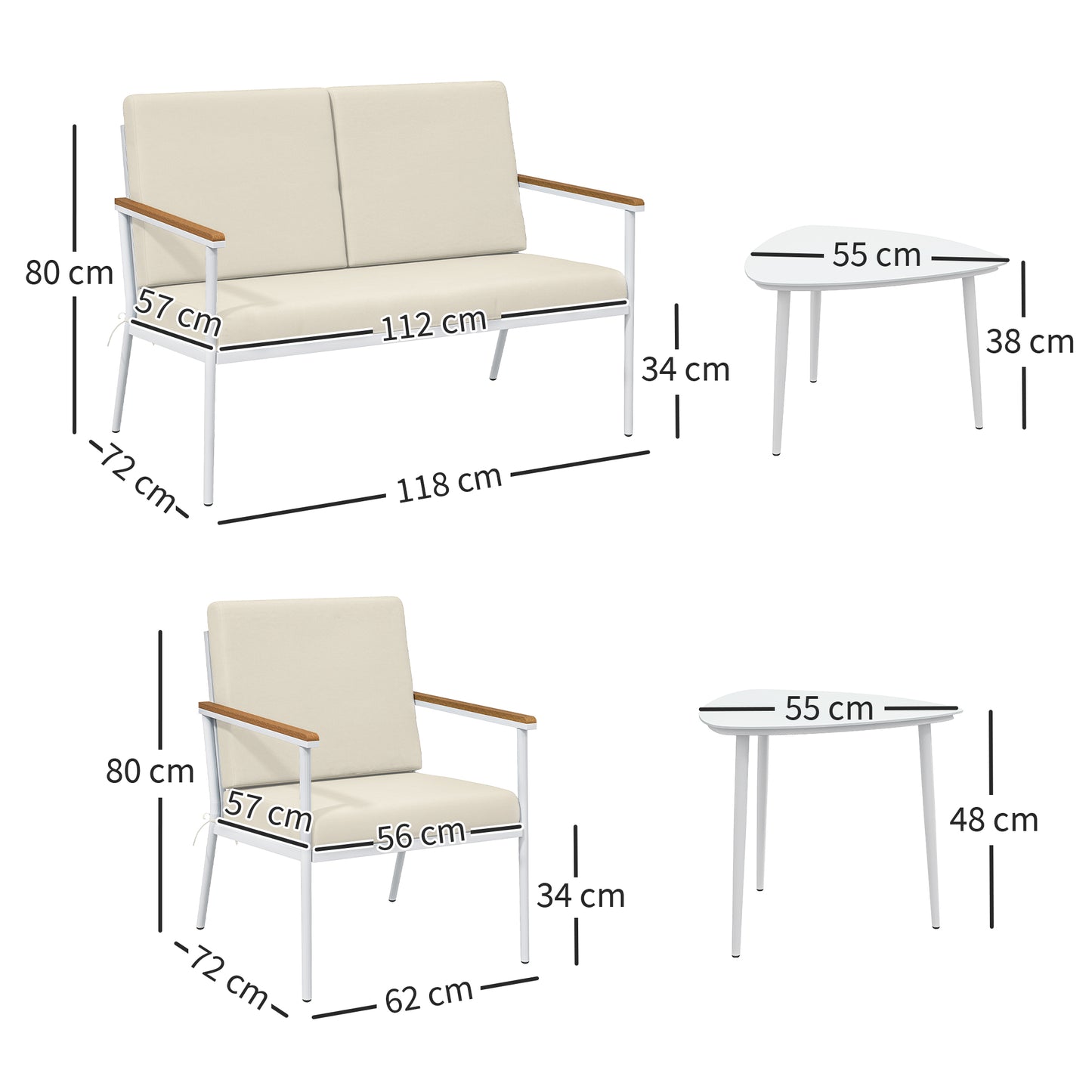 Outsunny Conjunto De Jardín Exterior De 4 Piezas Beige_2