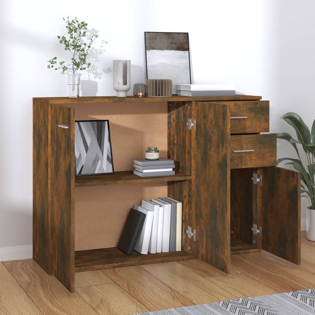 Aparador Madera Contrachapada Roble Ahumado 105x30x75 Cm / Vetonek_3