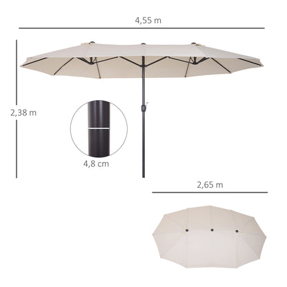 Sombrilla Doble Parasol Grande 4,55x2,65x2,38 M Con Manivela Manual Color Beige_2