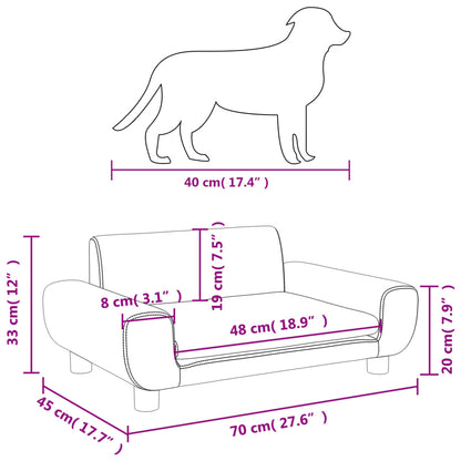 Cama Para Perros De Terciopelo Gris Claro 70x45x33 Cm / Vetonek_5