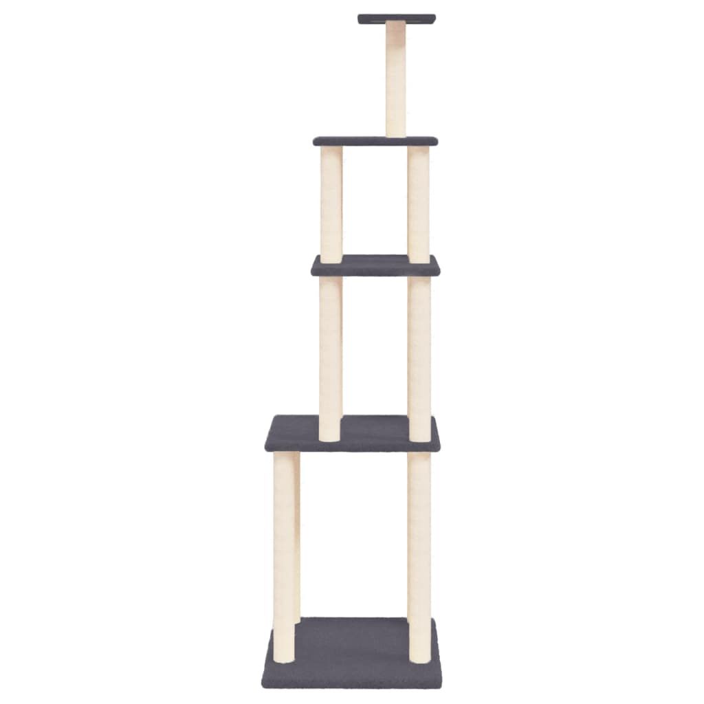Vidaxl Rascador Para Gatos Con Postes De Sisal Gris Oscuro 183 Cm_3