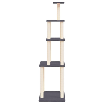 Vidaxl Rascador Para Gatos Con Postes De Sisal Gris Oscuro 183 Cm_3