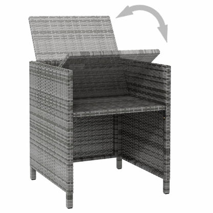 Vidaxl Conjunto De Silla De Jardín Y Taburete 4 Piezas Ratán Pe Gris_5