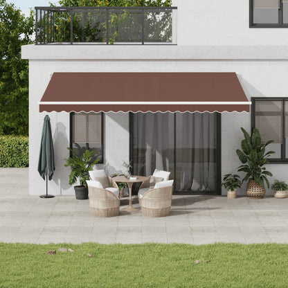 Toldo Retráctil Manual Con Luces Led Marrón 500x350 Cm_1