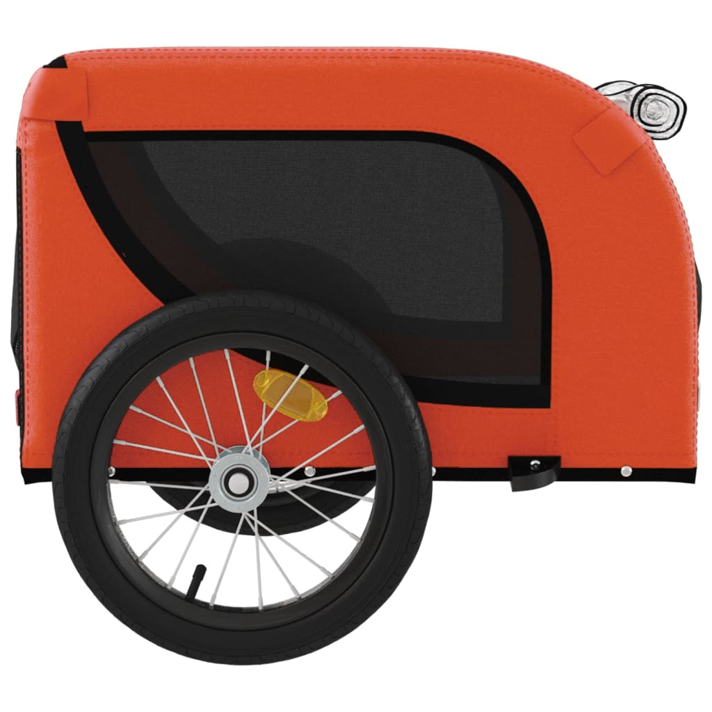 Remolque De Bicicleta Mascotas Hierro Tela Oxford Naranja Negro_5