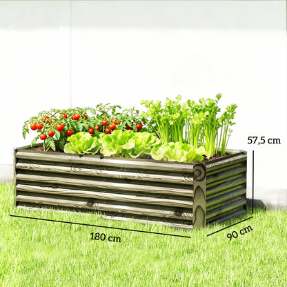 Outsunny Jardinera Exterior Grande De Acero Galvanizado Con Base Abierta Natural_2