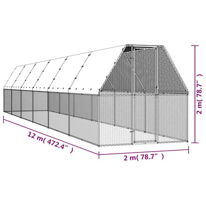 Vidaxl Jaula Gallinero De Acero Galvanizado 2x12x2 M_4
