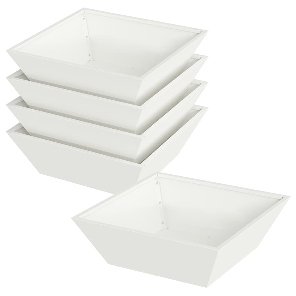 Macetero De Jardín 5 Uds. Blanco 50 X 50 X 15 Cm_0
